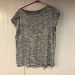 Market & Spruce Short Sleeve Gray Stripe Tshirt Top Knit Button Back Accent XL